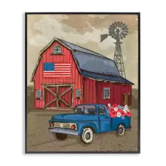 Stupell Industries Vintage Americana Barn Framed Giclee Art Black