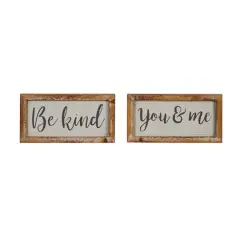 Set of 2 Brown Metal Farmhouse Sign Wall Decor, 12" x 6"