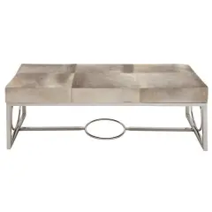 Silver Stainless Steel Contemporary Bench, 17' x 48" x 18"