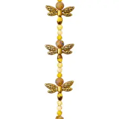 Glass & Metal Dragonfly Beads, 20mm by Bead Landing&trade; Amber