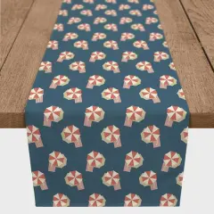 90" Umbrella Pattern Cotton Twill Runner Navy/Red