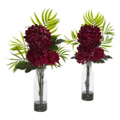 Tropical Mum Arrangement In Vase, 2ct. Burgundy