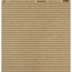 Paper Caf&eacute; Kraft & Black Journal Lines 12" x 12" Cardstock, 15 Sheets