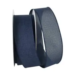 JAM Paper 2.5" x 50yd. Linen Wired Ribbon Denim