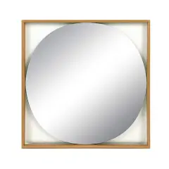 20" Gold Square Metal Floating Wall Mirror