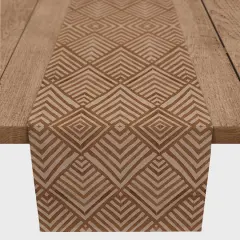 72" Watercolor Diamond Cotton Twill Runner Rust