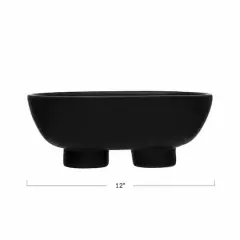 Hello Honey&reg; 12" Black Stoneware Footed Bowl