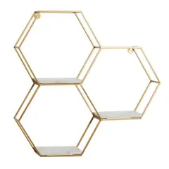 Gold Marble Contemporary Wall Shelf, 24" x 24" x 6"