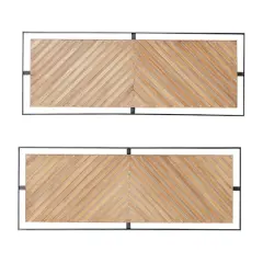 Set of 2 Brown Metal Farmhouse Wall Decor 32", 12"