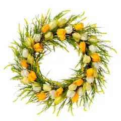 30'' Green and Yellow Tulip Floral Spring Wreath