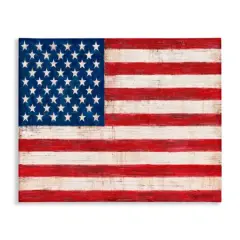Stupell Industries Rustic American Flag Red White Blue Distressed Pattern Canvas Wall Art