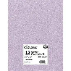 PA Paper&trade; Accents Glitter 8.5" x 11" Cardstock, 15 Sheets Lavender