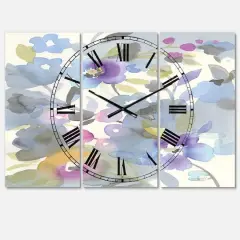 Designart Jewel Garden II Farmhouse 3 Panel Wall Clock
