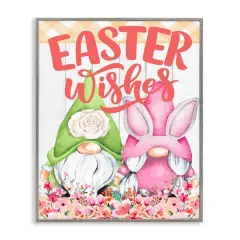 Stupell Industries Easter Wishes Gnomes Framed Giclee Art Gray