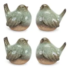 Ceramic Bird Figurines with Unglazed Accents Set