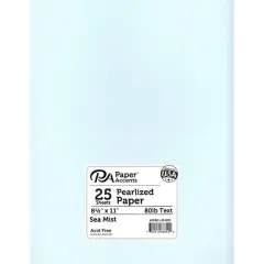 PA Paper&trade; Accents Pearlized 8.5" x 11" 80lb. Paper, 25 Sheets Sea Mist