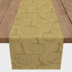 72'' Mustard Yellow Pumpkin Pattern Cotton Twill Runner