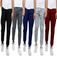 Galaxy by Harvic Fleece-Lined Men's Jogger Sweatpants 5 Pack Charcoal/Navy/Burgundy/Heather Gray/Black