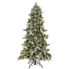 6.5ft. Pre-Lit Artificial Bottle Brush Christmas Tree, Warm White LED Lights