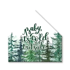 Winter Watercolor Pine Forest House Shaped Canvas Wall Art