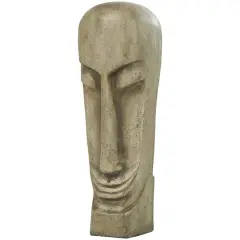 37" Gray Face Totem Sculpture