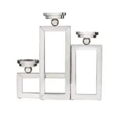 16" Silver Stainless Steel Rectangular Candelabra