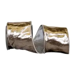 JAM Paper 4" x 5yd. Plush Velvet Elite Wired Ribbon Platinum