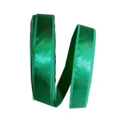 JAM Paper 1.5" x 100yd. Dyna Satin EZ Wired Ribbon Holiday Green