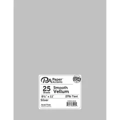 PA Paper&trade; Accents 8.5'' x 11'' 27lb. Smooth Vellum Paper, 25 Sheets Silver