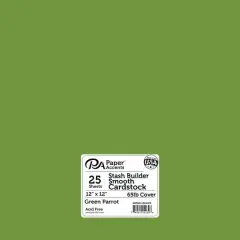 PA Paper&trade; Accents Stash Builder 12" x 12" 65lb. Smooth Cardstock, 25 Sheets Green Parrot