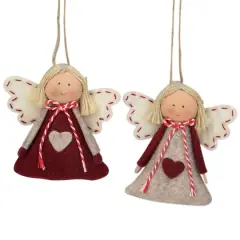 2ct. Gray & Red Felt Angel Ornaments