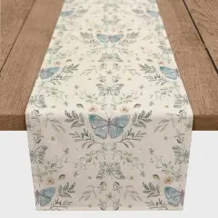 72" Butterfly Pattern Cotton Twill Runner Cream