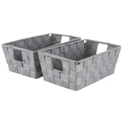 Simplify Small Grey Woven Storage Shelf Baskets, 2ct.