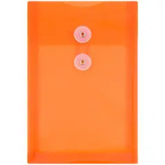 JAM Paper 6.25" x 9.25" Button & String Tie Closure Plastic Envelopes, 12ct. Orange