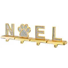 5" Gold Outlined with Silver Sparkle NOEL Stocking Holder