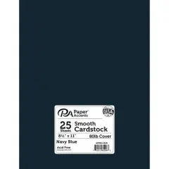 PA Paper&trade; Accents 8.5" x 11" 80lb. Smooth Cardstock Paper, 25ct. Navy Blue