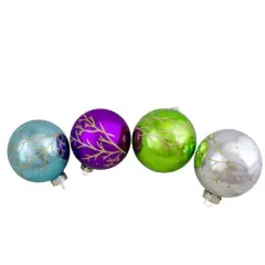 4ct. 4" Multicolor Shiny Glass Ball Ornaments