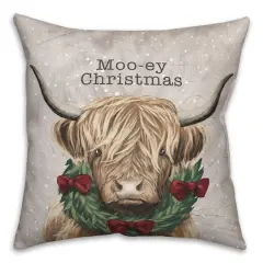 Moo-ey Christmas 18" x 18" Spun Poly Pillow