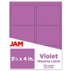 JAM Paper Adhesive Shipping Labels, 3.33" x 4" Violet