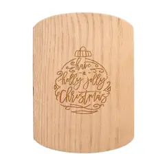 Holly Jolly Christmas Script 11" x 8" Redwood Oval Cutting Board