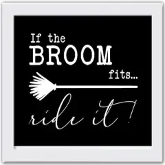 Broom Fits White Framed Print Wall Art