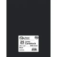 PA Paper&trade; Accents 8.5" x 11" 80lb. Linen Cardstock, 25 Sheets Black