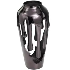 15" Black Aluminum Drip Vase with Melting Designed Body