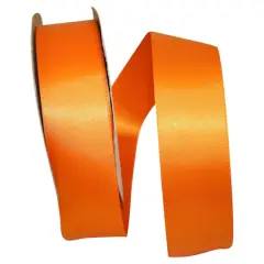 JAM Paper 1.5"x 50yd. Double Face Satin Ribbon Tangerine