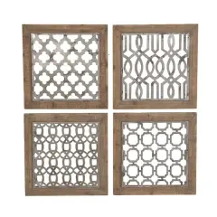 19" Brown Wood Farmhouse Abstract Wall Decor, 4ct.