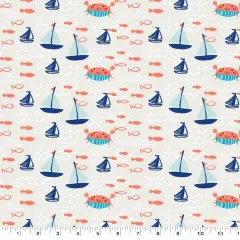 Springs Creative Products Love the Sea Crabby Fish Fabric