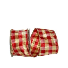 JAM Paper 2.5" x 10yd. Metallic Wired Lame Gingham Check Dupioni Ribbon