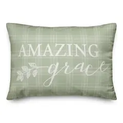 Amazing Grace Green Pillow 14" x 20" Throw Pillow