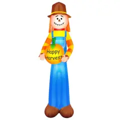 Airflowz Inflatable 7.5ft. Harvest Scarecrow Holding Pumpkin