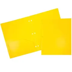 JAM Paper Plastic 2 Pocket 3 Hole Punch Presentation School Folder Yellow